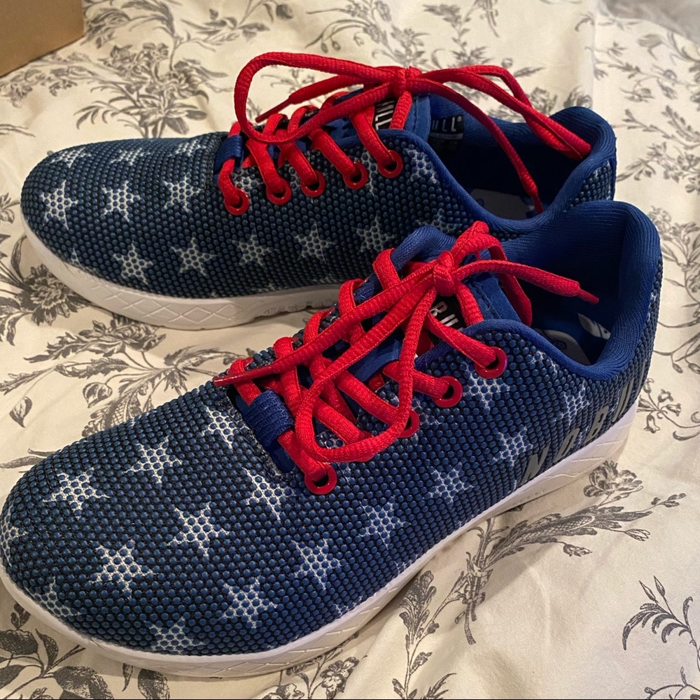 Nobull superfabric red white and blue trainer